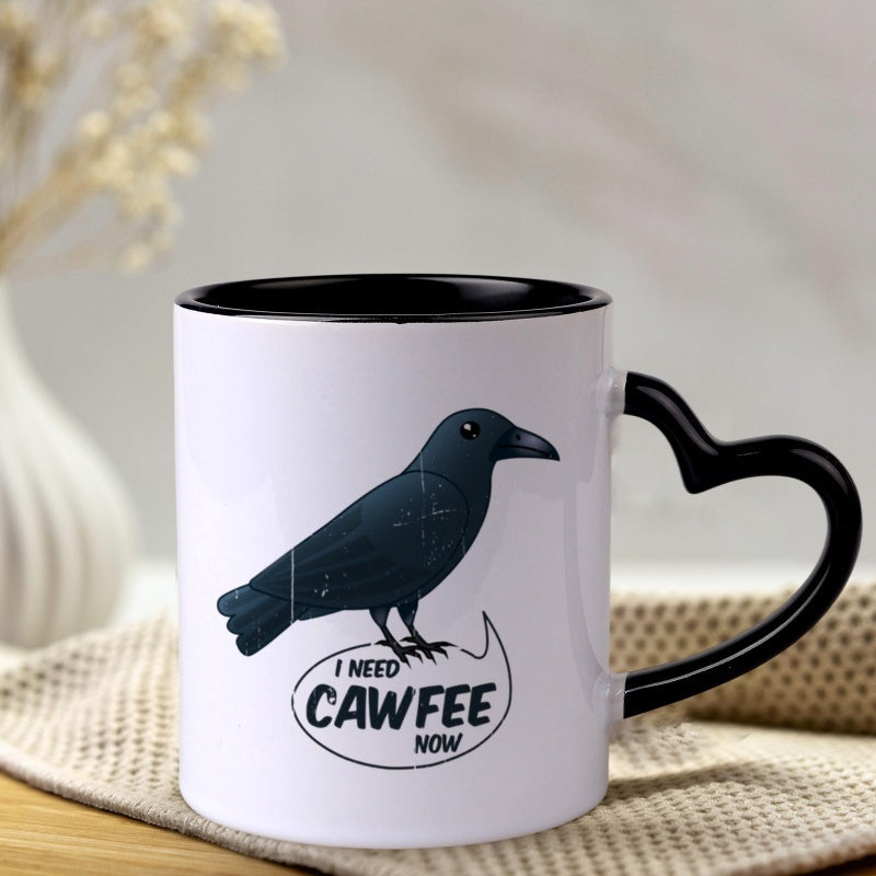 Tailorly Black Accent 11 oz Mug - i need cawfee now text