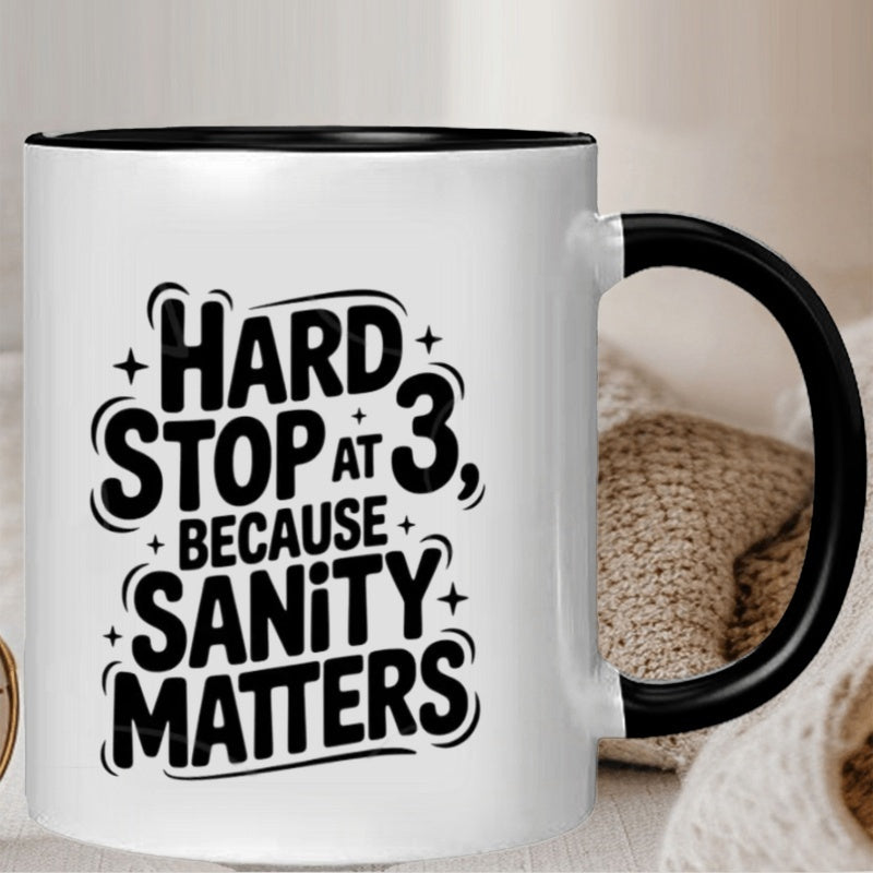 Tailorly Black Accent 11 oz Mug - lettering design with hard stop at 3