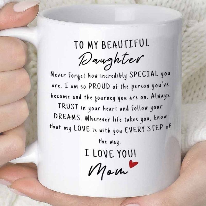 Tailorly White Ceramic 11 oz Mug - 1pc of a unique mug for daughters suitable for coffee or juice with a capacity of 11 ounces 360 ml a fun gift
