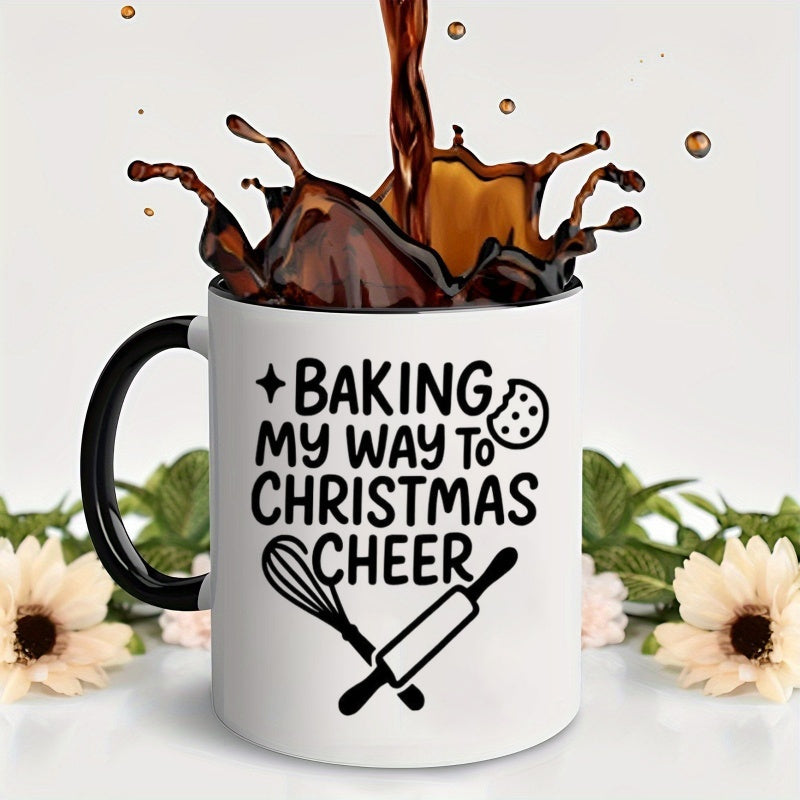 Tailorly Black Accent 11 oz Mug - gingerbread candy canes spices