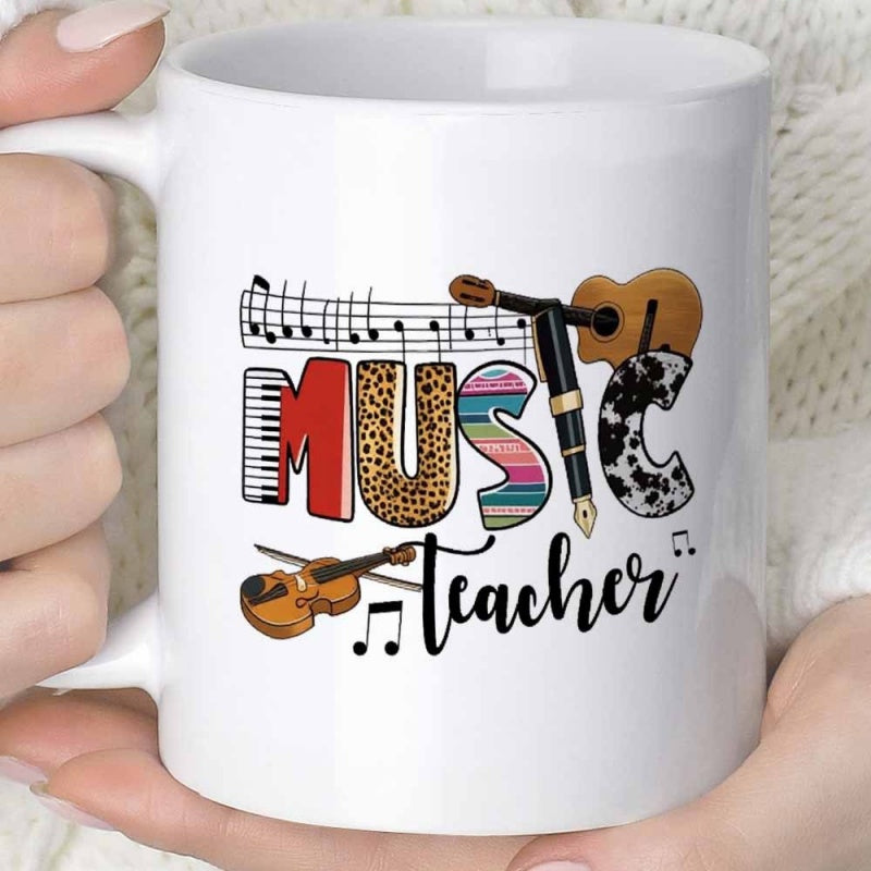 Tailorly White Ceramic 11 oz Mug - music themed