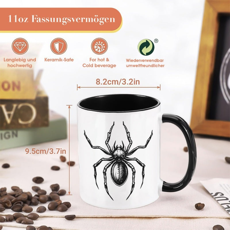Tailorly Black Accent 11 oz Mug - vintage gothic spider design