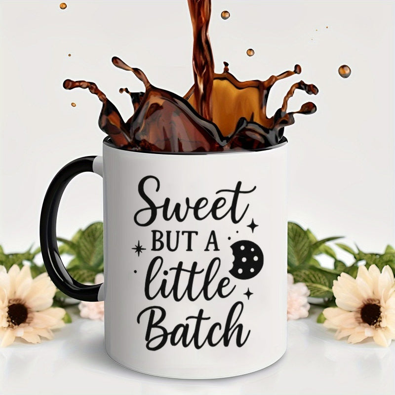 Tailorly Black Accent 11 oz Mug - funny baking themed with sweet but a little batch cookie patterns