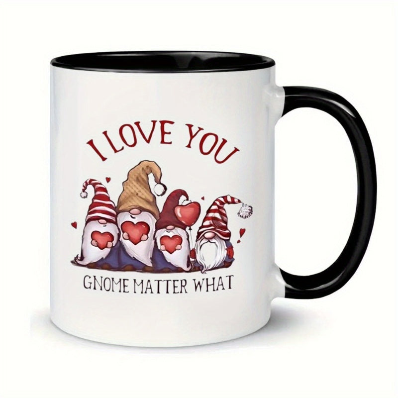 Tailorly Black Accent 11 oz Mug - gnome characters and heart details