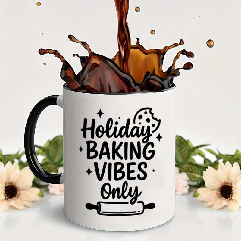 Tailorly Black Accent 11 oz Mug - holiday baking themes with cookie and rolling pin