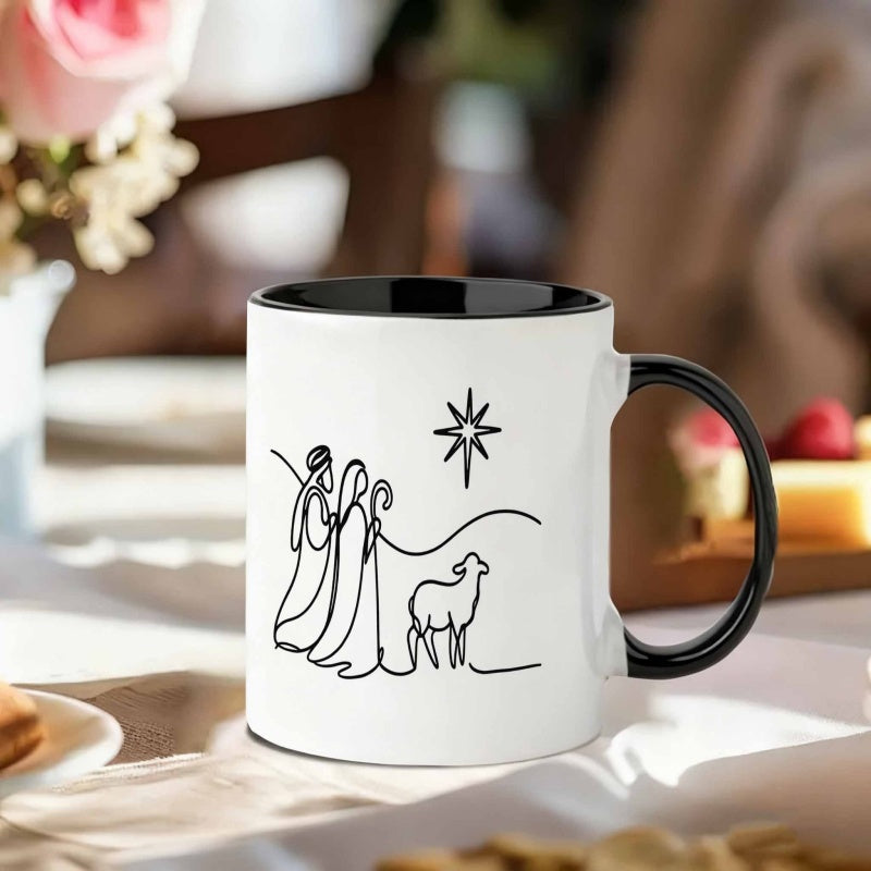 Tailorly Black Accent 11 oz Mug - nativity scene