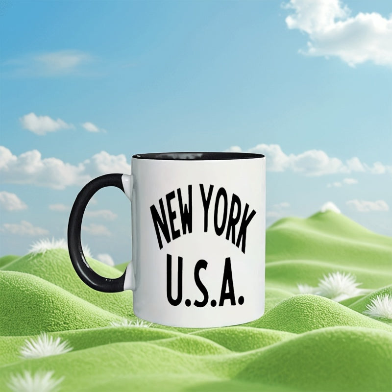 Tailorly Black Accent 11 oz Mug - 1pc ceramic mug with iconic 11oz coffee tea cup suitable for office parties weddings christmas gifts themed gift