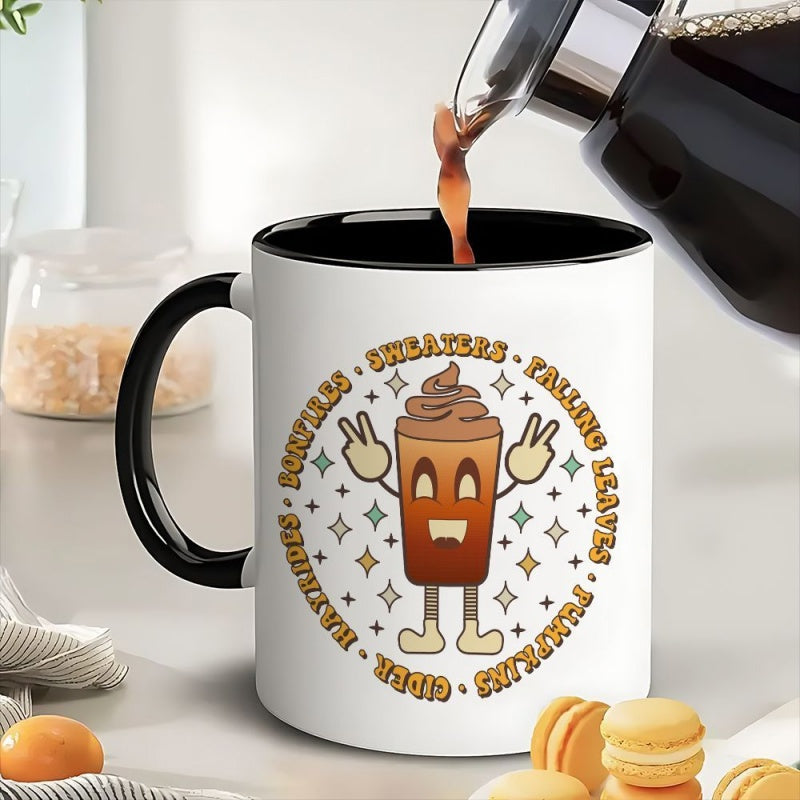 Tailorly Black Accent 11 oz Mug - funky fall themed cartoon