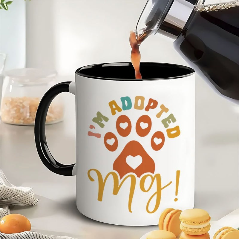 Tailorly Black Accent 11 oz Mug - adopted dog paw print