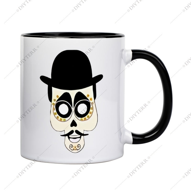 Tailorly Black Accent 11 oz Mug - sugar skull