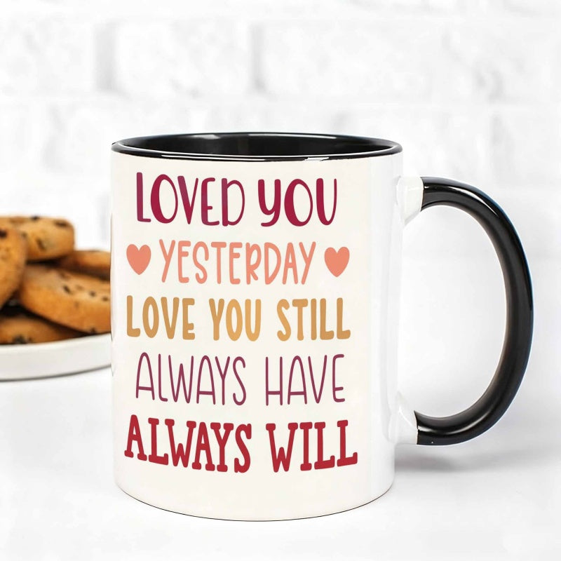 Tailorly Black Accent 11 oz Mug - 1pc 11oz ceramic coffee cup with comfortable handle ideal for coffee tea hot chocolate thoughtful gift for