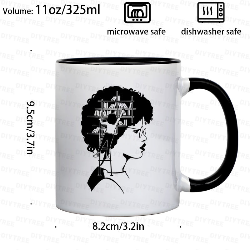 Tailorly Black Accent 11 oz Mug - black and white hair bookshelf design