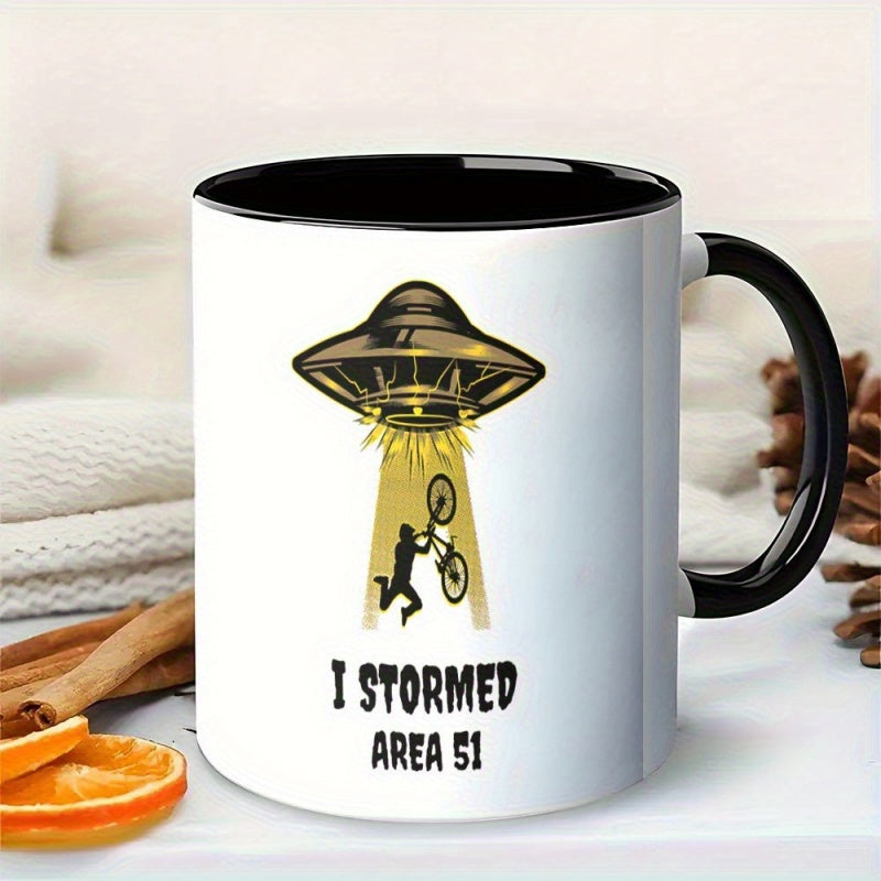 Tailorly Black Accent 11 oz Mug - i stormed ufo rider design