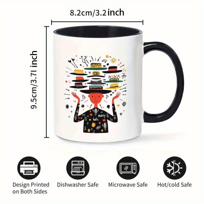 Tailorly Black Accent 11 oz Mug - cartoon style too many hats design