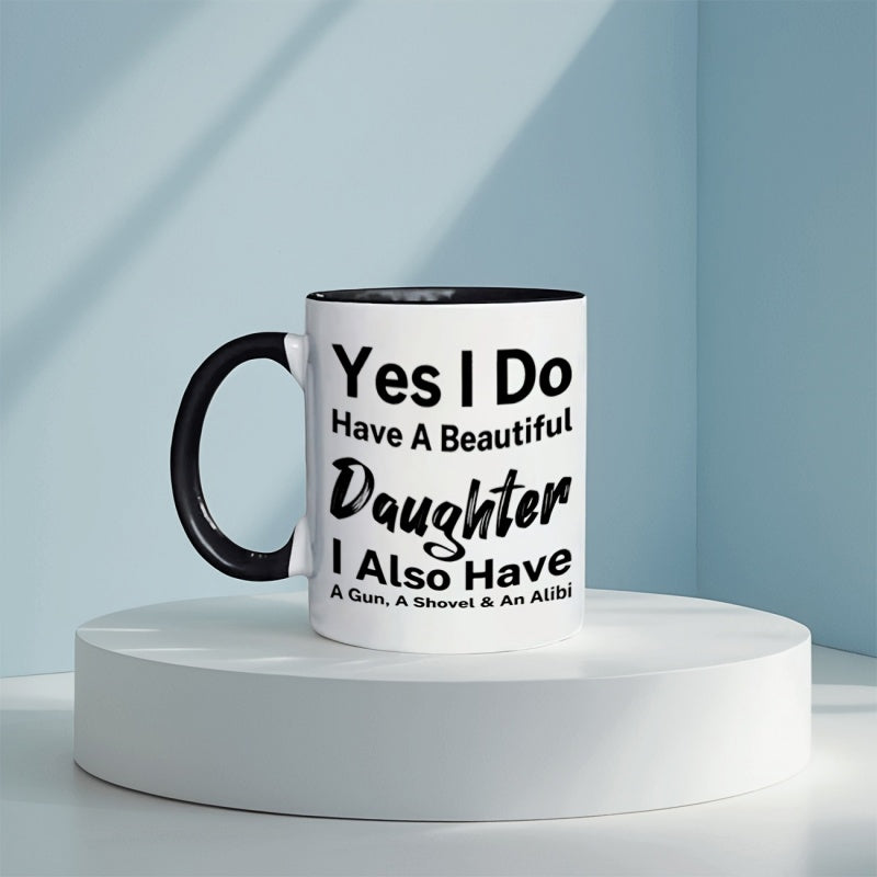 Tailorly Black Accent 11 oz Mug - 1pc 11oz affordable gift cup great for 1pc daughter gun shovel funny mug 11oz ceramic water cup ideal for office