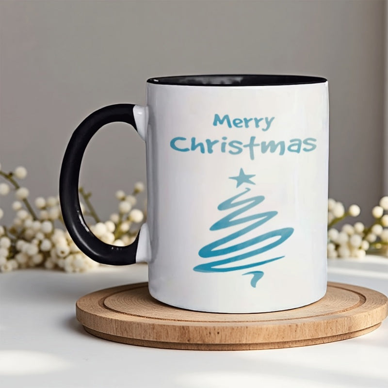Tailorly Black Accent 11 oz Mug - christmas tree branches design