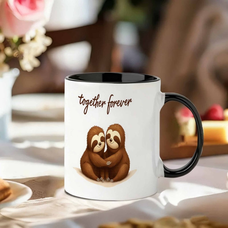 Tailorly Black Accent 11 oz Mug - cute sloth design