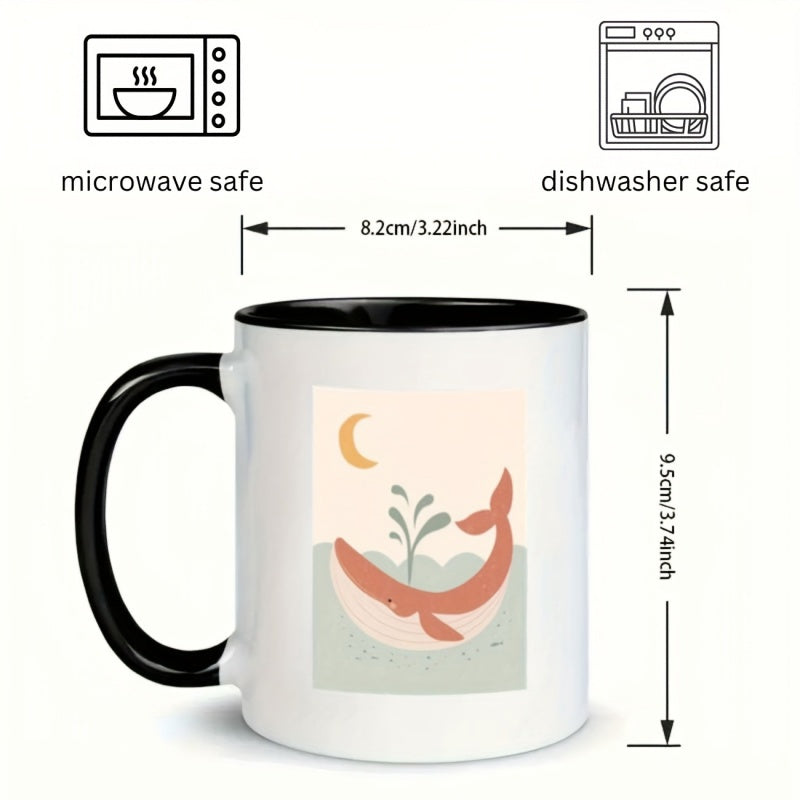 Tailorly Black Accent 11 oz Mug - whale moon design