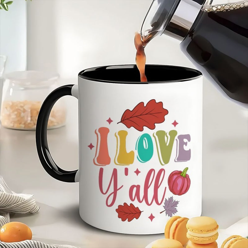 Tailorly Black Accent 11 oz Mug - i love fall themed design vibrant red orange brown golden cozy fall inspired
