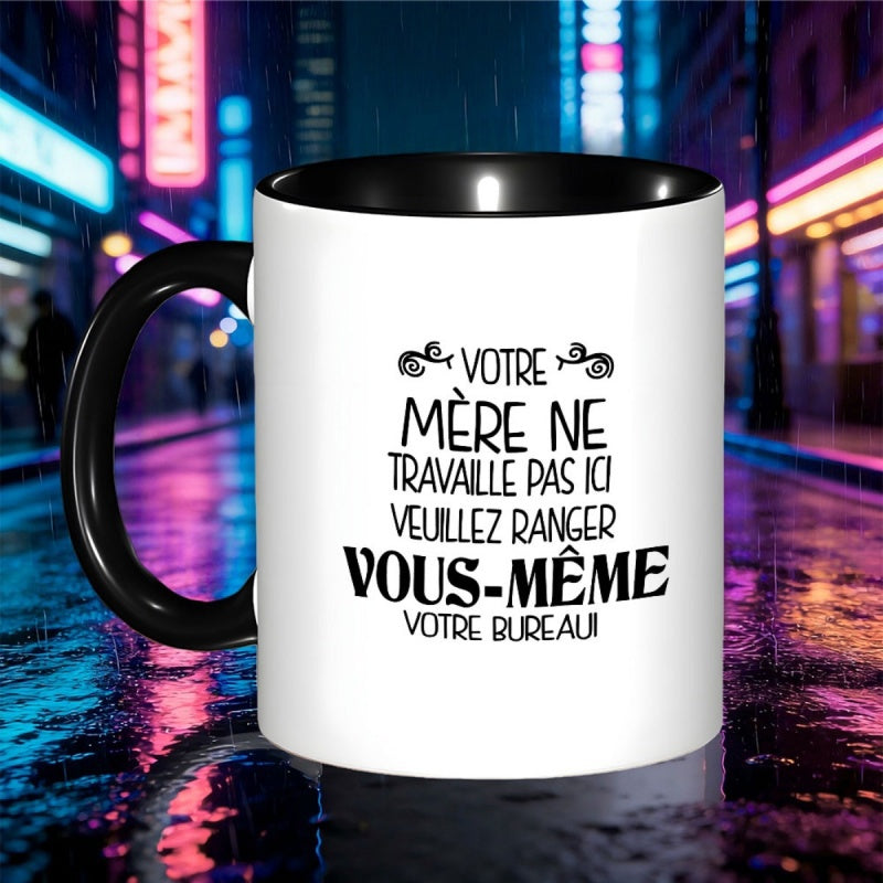 Tailorly Black Accent 11 oz Mug - 1pc 11oz mug daily beverages 1pc french ceramic coffee cup 11oz stylish mug for tea and hot drinks hand wash