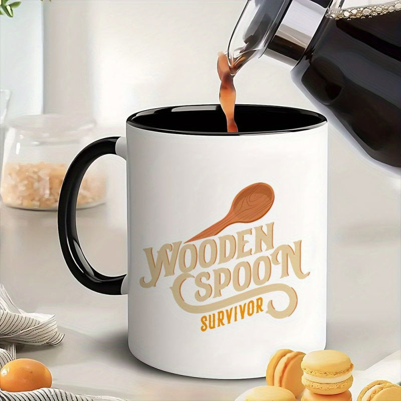 Tailorly Black Accent 11 oz Mug - vintage wooden spoon design