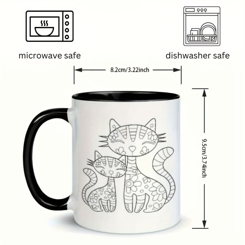 Tailorly Black Accent 11 oz Mug - cute black white tabby kitten with paw print