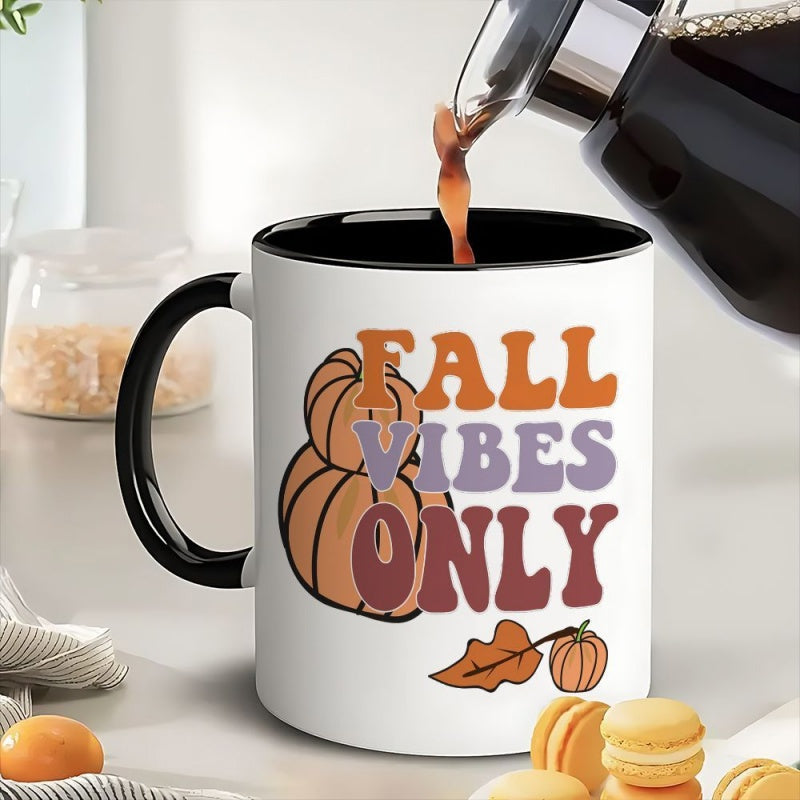 Tailorly Black Accent 11 oz Mug - pumpkin leaf