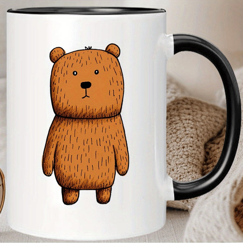 Tailorly Black Accent 11 oz Mug - 1pc ceramic cupbear ceramic coffee mug reusable insulated hand wash only men women black white_64d1df23936f493bac8eb1b93cc2ac17