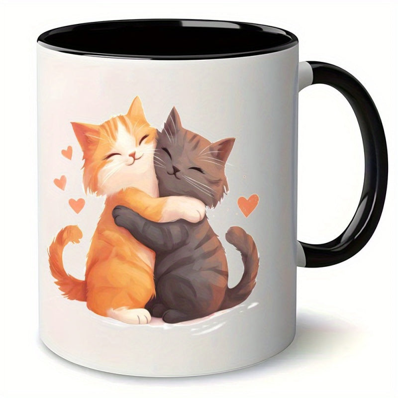 Tailorly Black Accent 11 oz Mug - cute cats with hearts