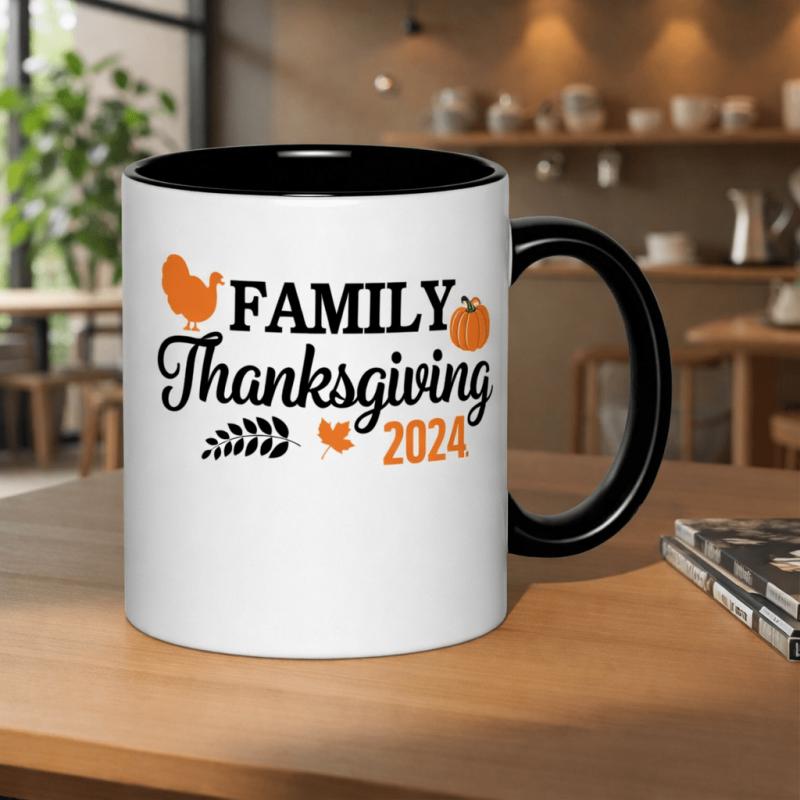 Tailorly Black Accent 11 oz Mug - family thanksgiving 2024 celebration gathering
