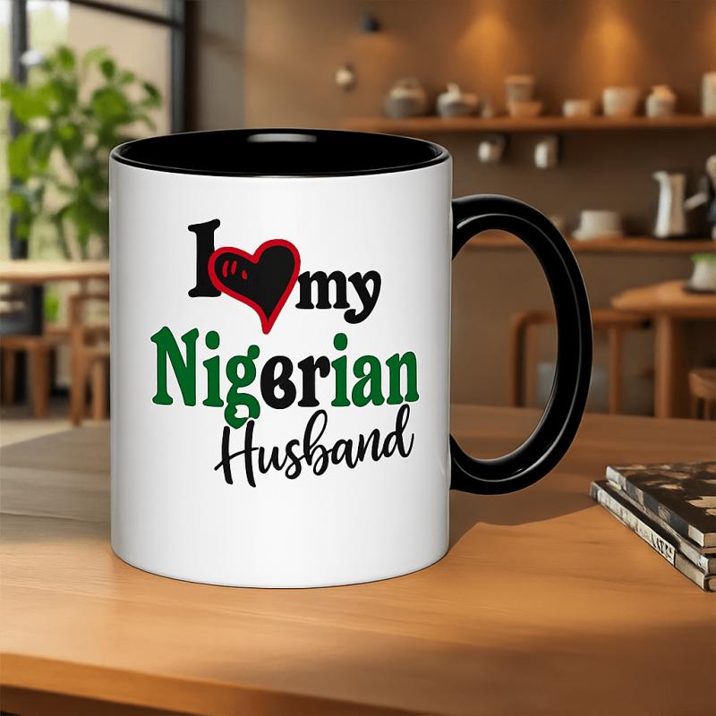 Tailorly Black Accent 11 oz Mug - love for my nigerian husband text