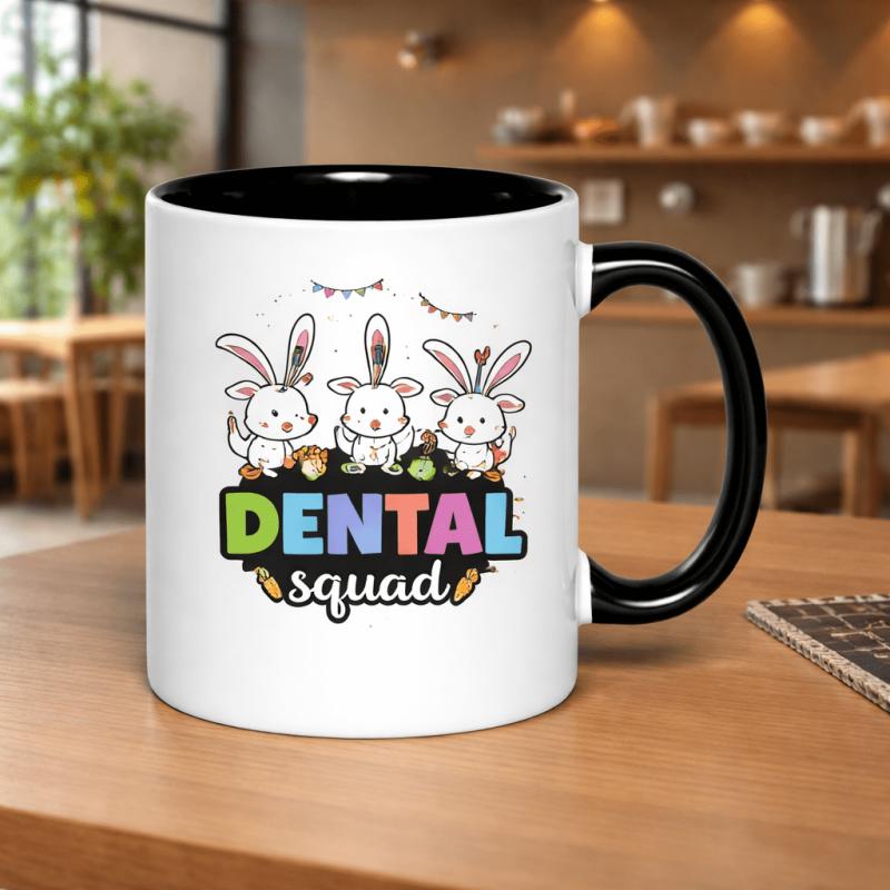 Tailorly Black Accent 11 oz Mug - cute bunnies easter theme design