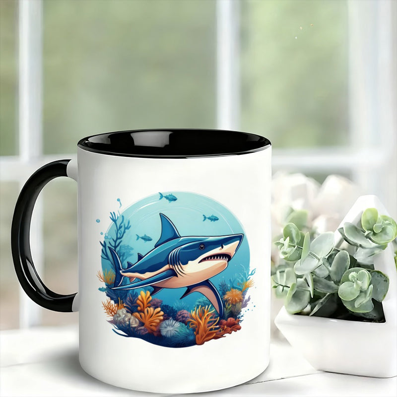 Tailorly Black Accent 11 oz Mug - underwater scene