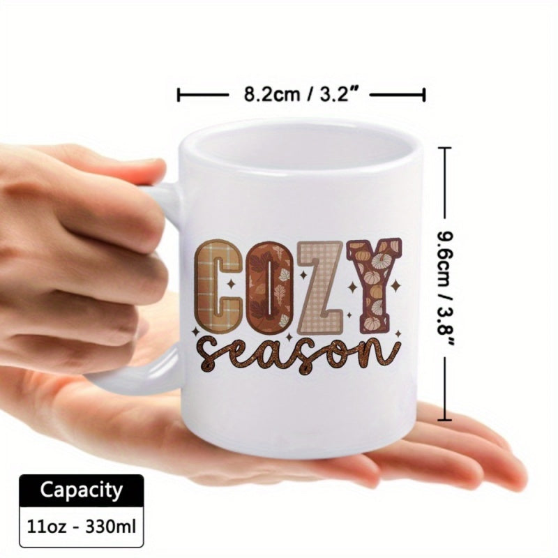 Tailorly White Ceramic 11 oz Mug - cozy autumn design