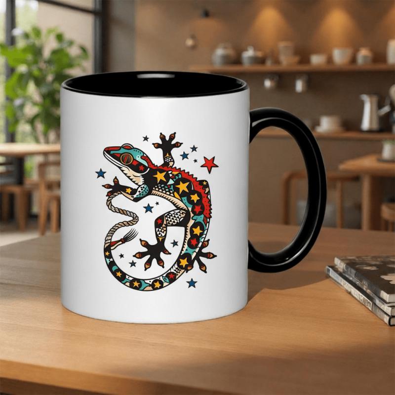 Tailorly Black Accent 11 oz Mug - colorful with stars tattoo