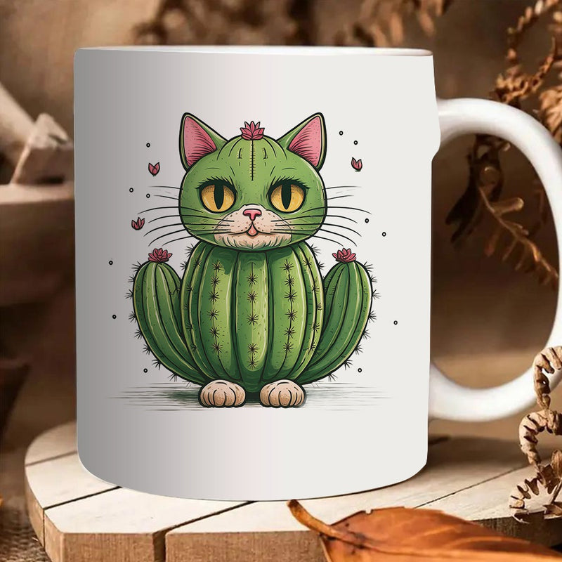 Tailorly White Ceramic 11 oz Mug - cactus