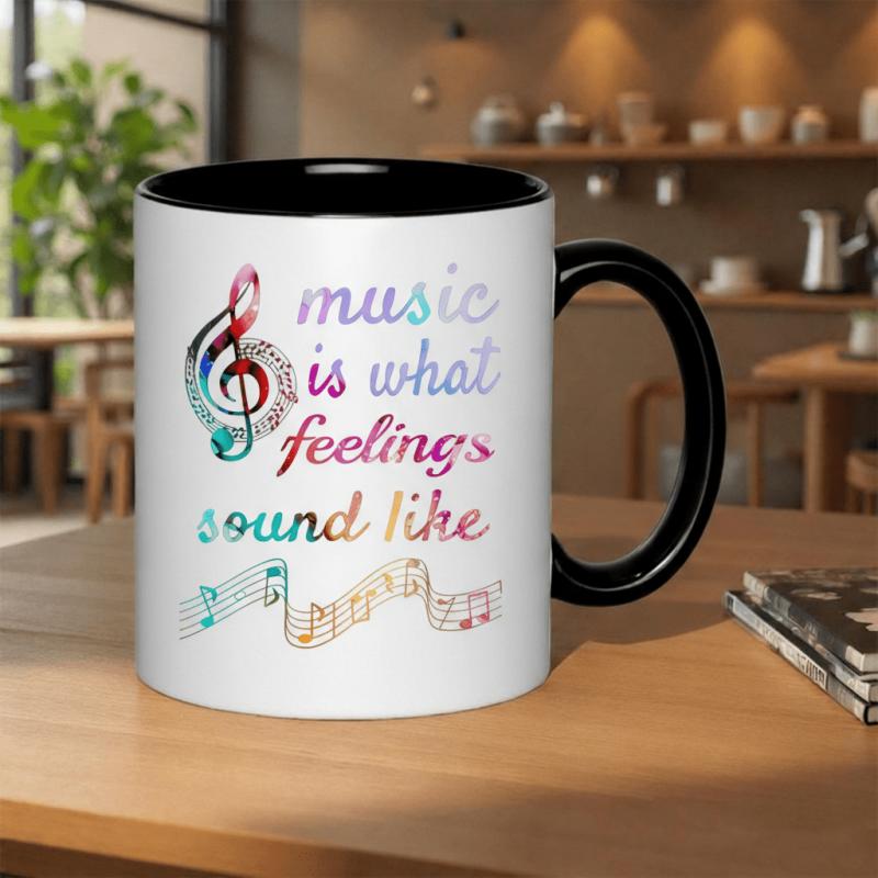 Tailorly Black Accent 11 oz Mug - colorful notes treble clef