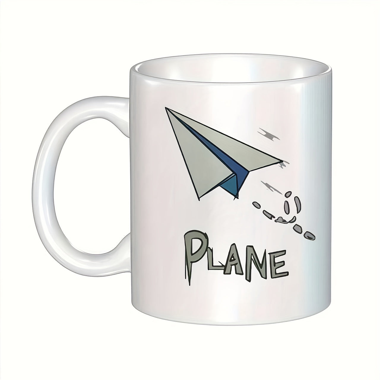 Tailorly White Ceramic 11 oz Mug - airplane cartoon