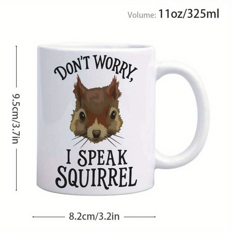 Tailorly White Ceramic 11 oz Mug - cute squirrel face