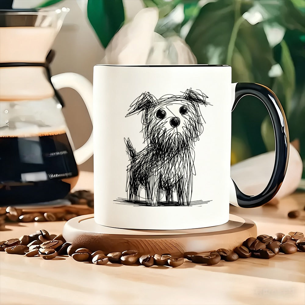 Tailorly Black Accent 11 oz Mug - cute dog sketch