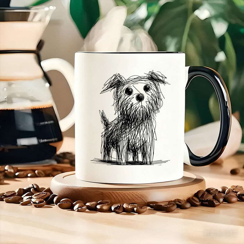 Tailorly Black Accent 11 oz Mug - cute dog sketch