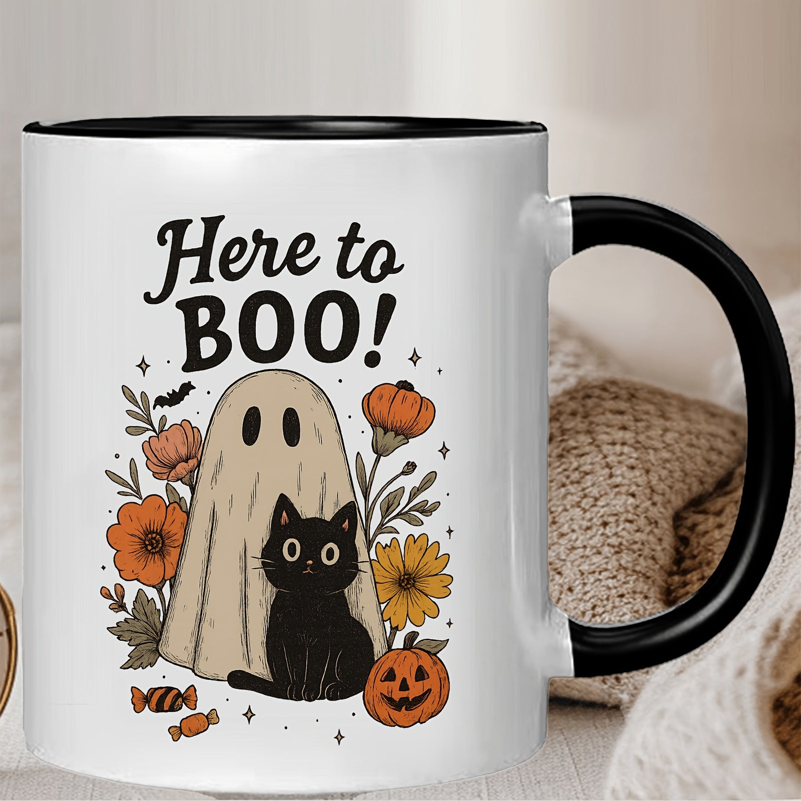 Tailorly Black Accent 11 oz Mug - halloween cat