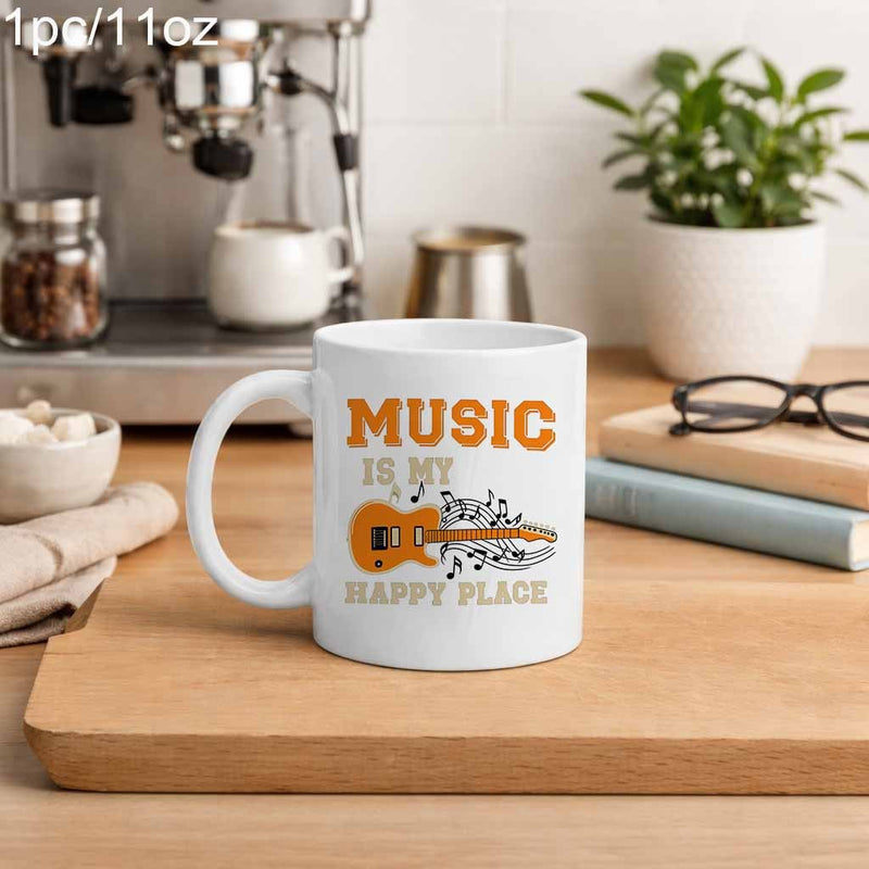 Tailorly White Ceramic 11 oz Mug - music guitar