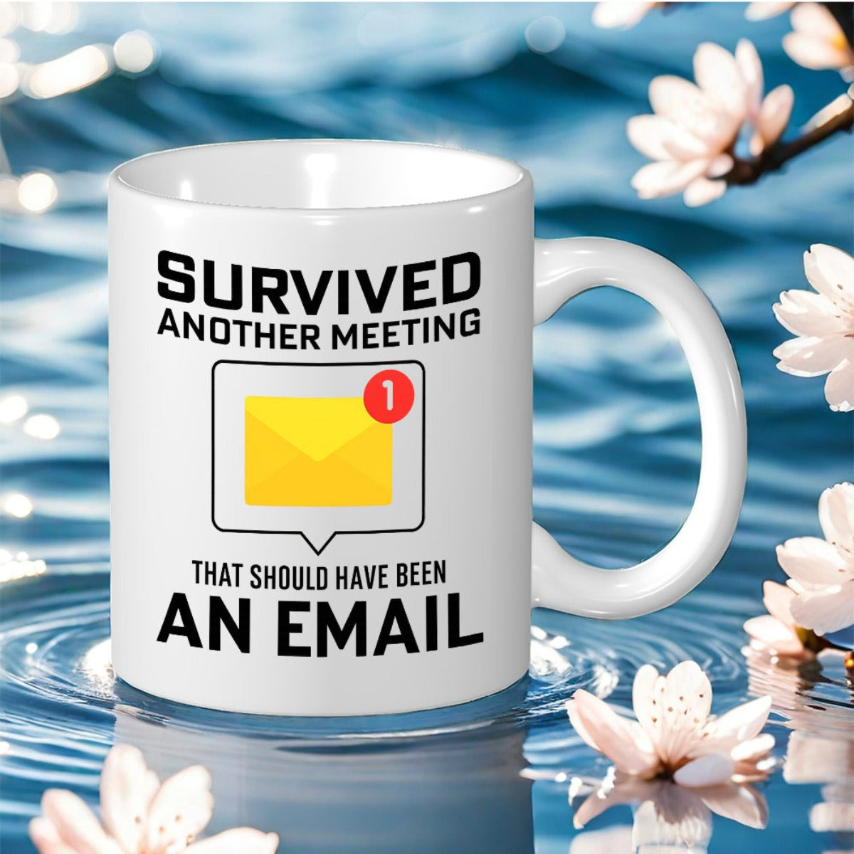Tailorly White Ceramic 11 oz Mug - text: "1pc with another meeting that communicated via email"