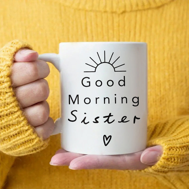Tailorly White Ceramic 11 oz Mug - 1pc 11oz ceramic coffee mug to sister sister ceramic mug reusable white coffee cup durable machine washable breakfast