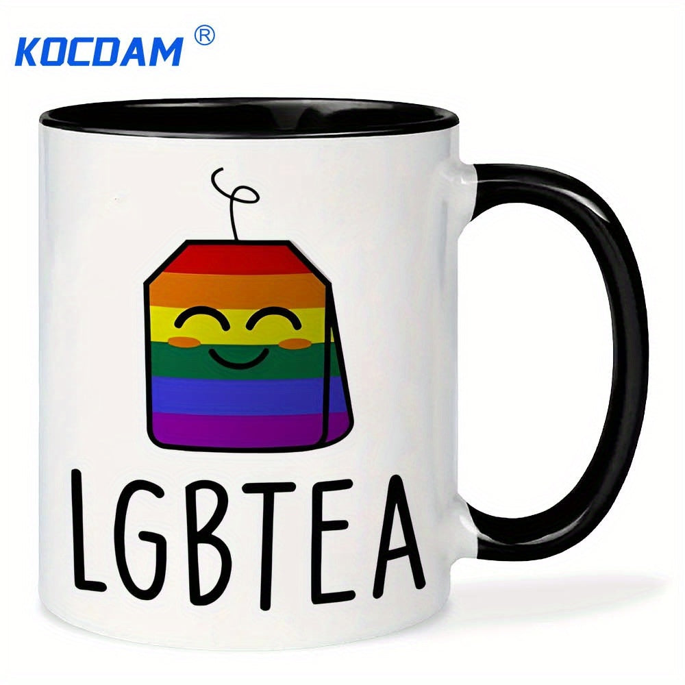 Tailorly Black Accent 11 oz Mug - rainbow pride bi trans support