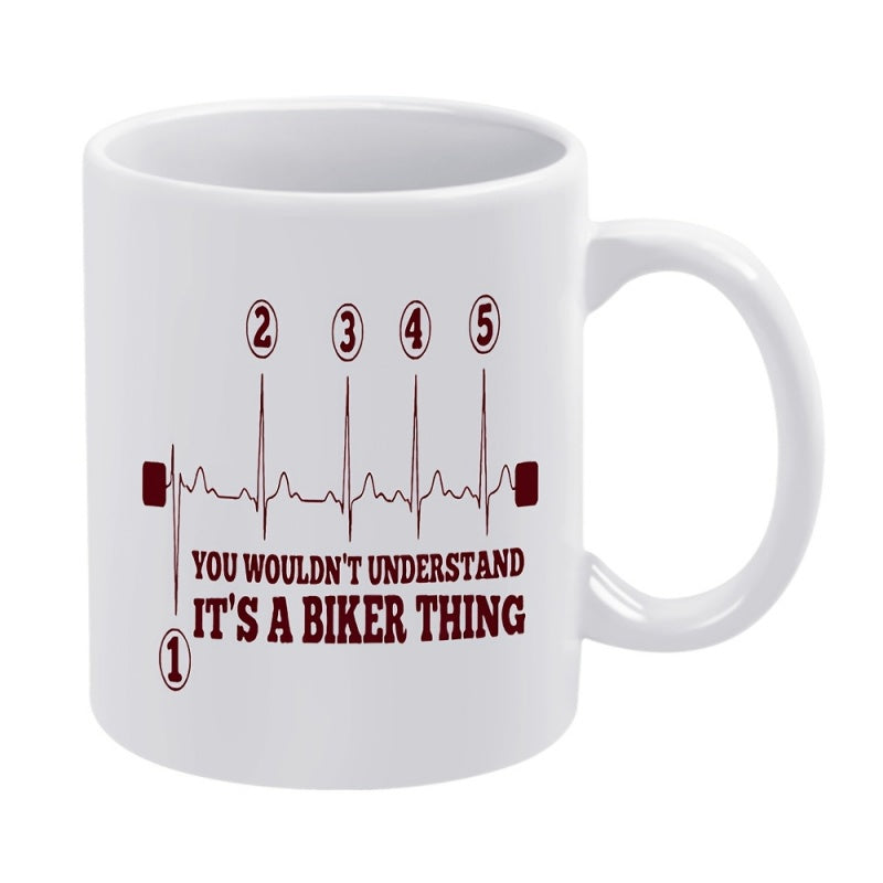 Tailorly White Ceramic 11 oz Mug - motorcycle heartbeat