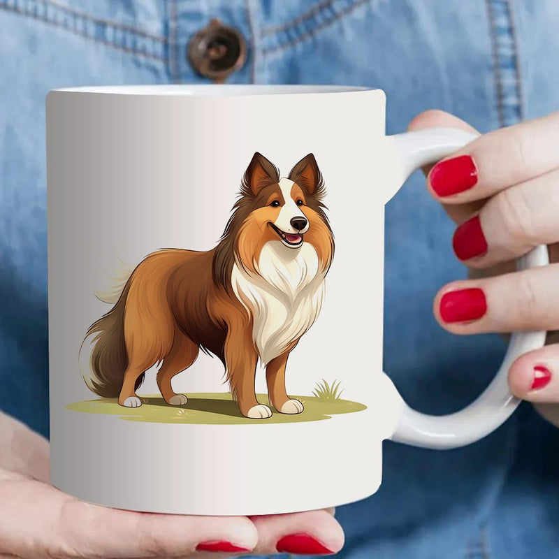 Tailorly White Ceramic 11 oz Mug - collie