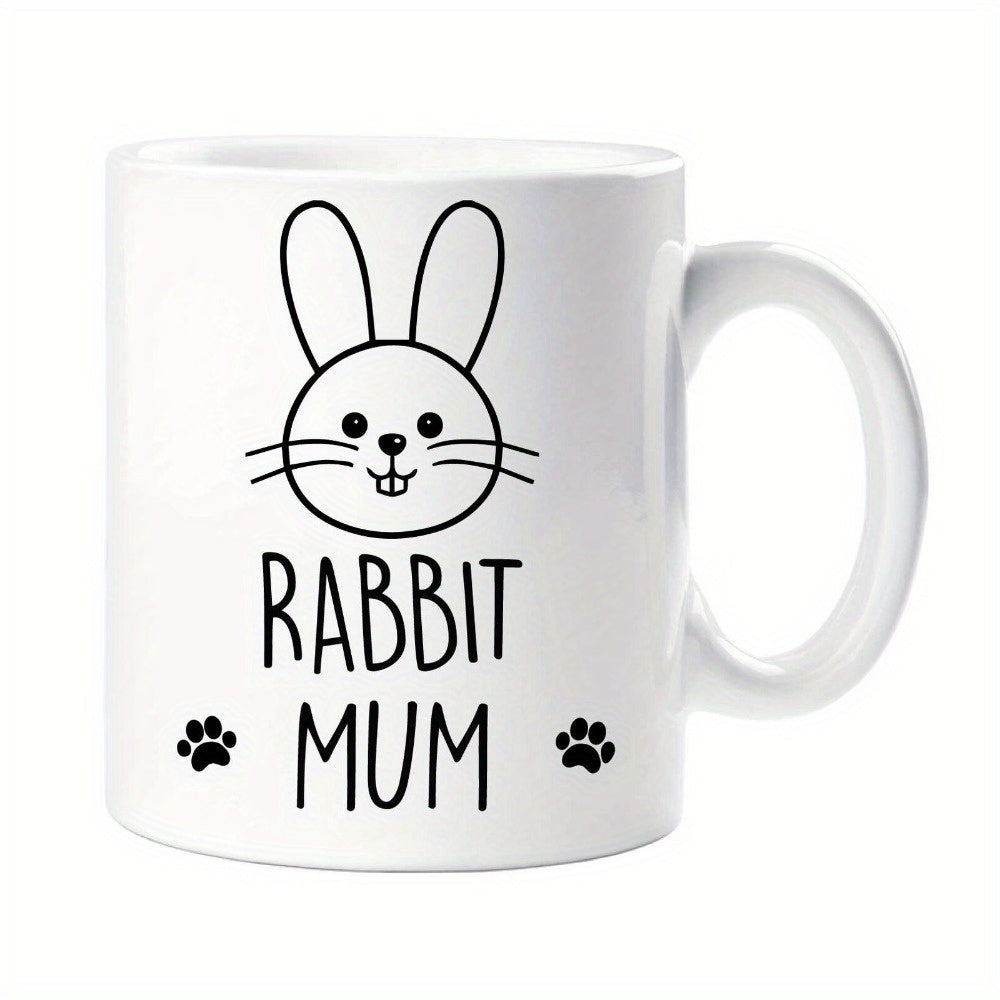 Tailorly White Ceramic 11 oz Mug - mother rabbit， cute rabbit design