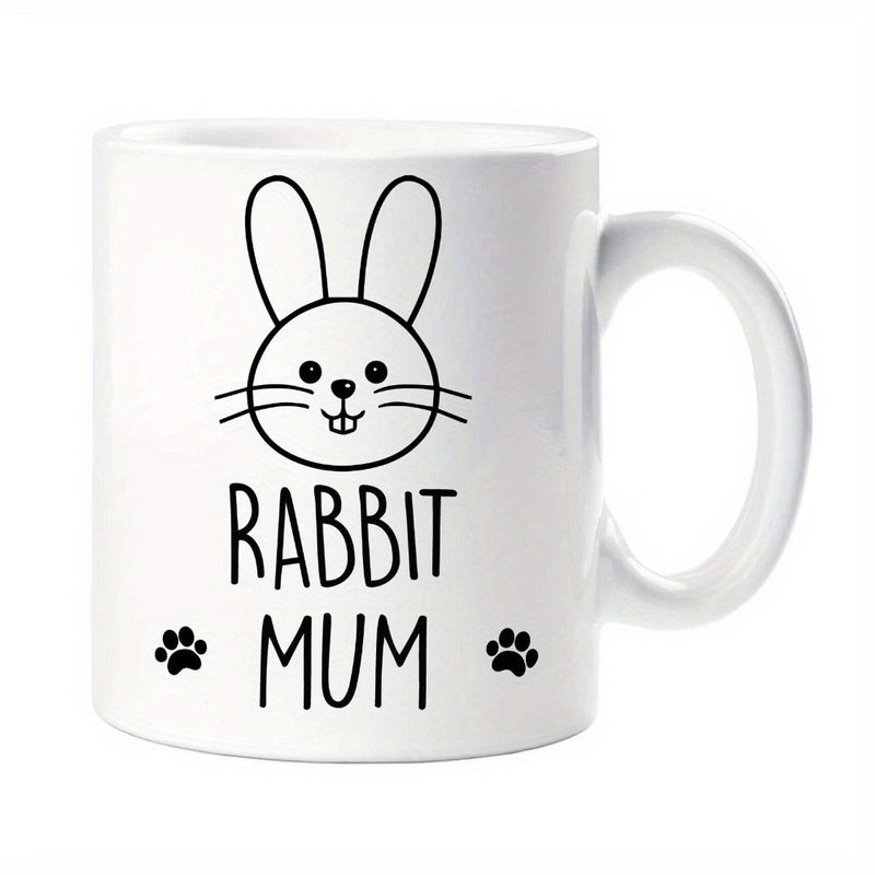 Tailorly White Ceramic 11 oz Mug - mother rabbit， cute rabbit design